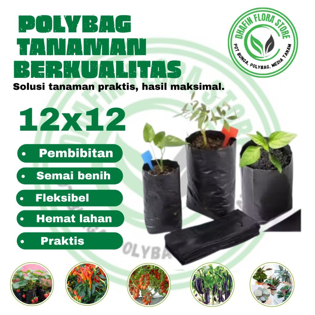 Polybag tanaman 12x12 cm polybag tanaman cocok untuk tanaman sayur, buah, dll