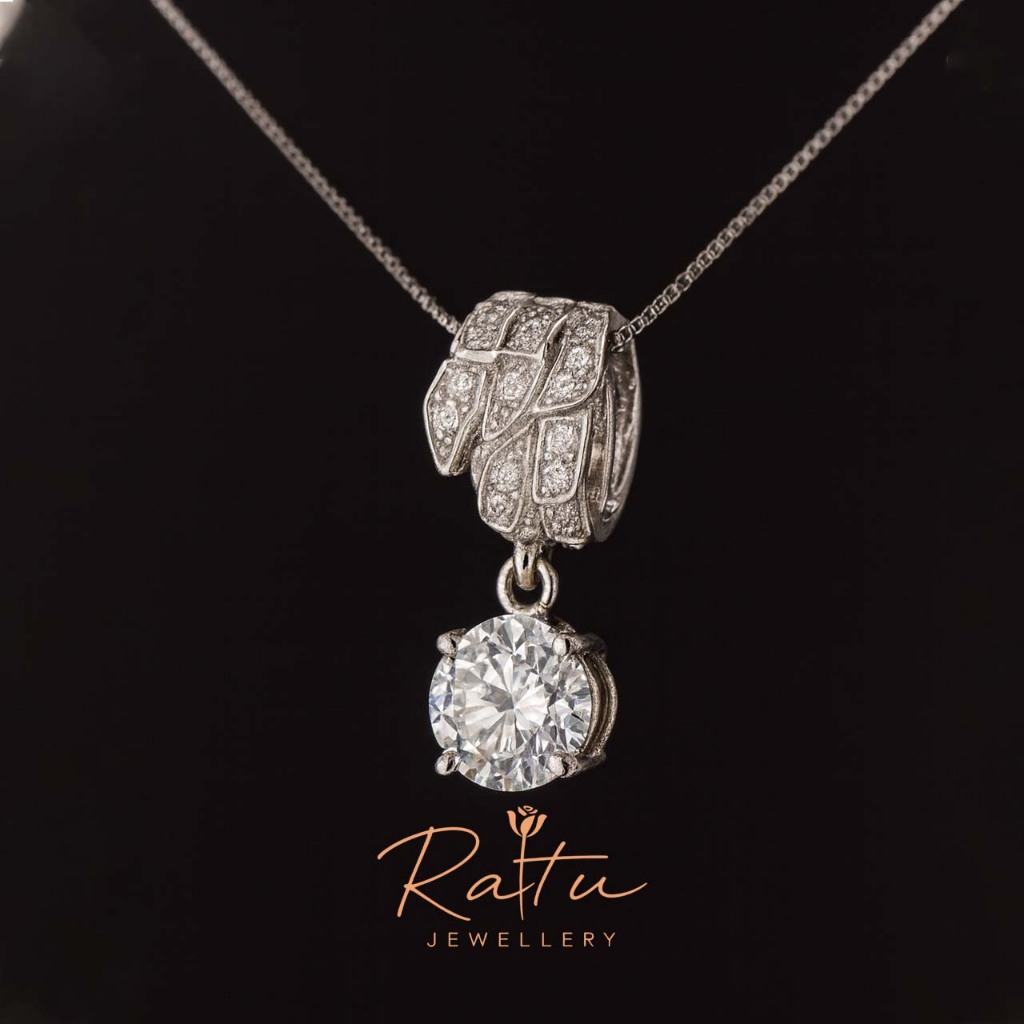 RATU JEWELLERY Liontin Moissanite Asli diamond carat kalung berlian sertifikat perhiasan silver 925