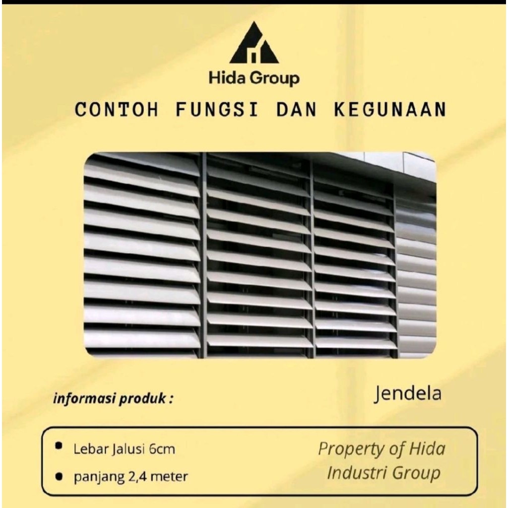 Kisi Kisi Jalusi Besi Louvre Lubang Angin Ventilasi Pagar & Dinding Anti Karat,Ukuran 240 cm x 6 mm