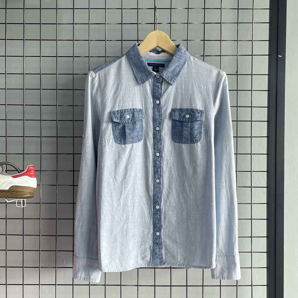 Tommy Hilfiger Women Double Pocket Shirt / Kemeja Wanita Tommy Hilfiger