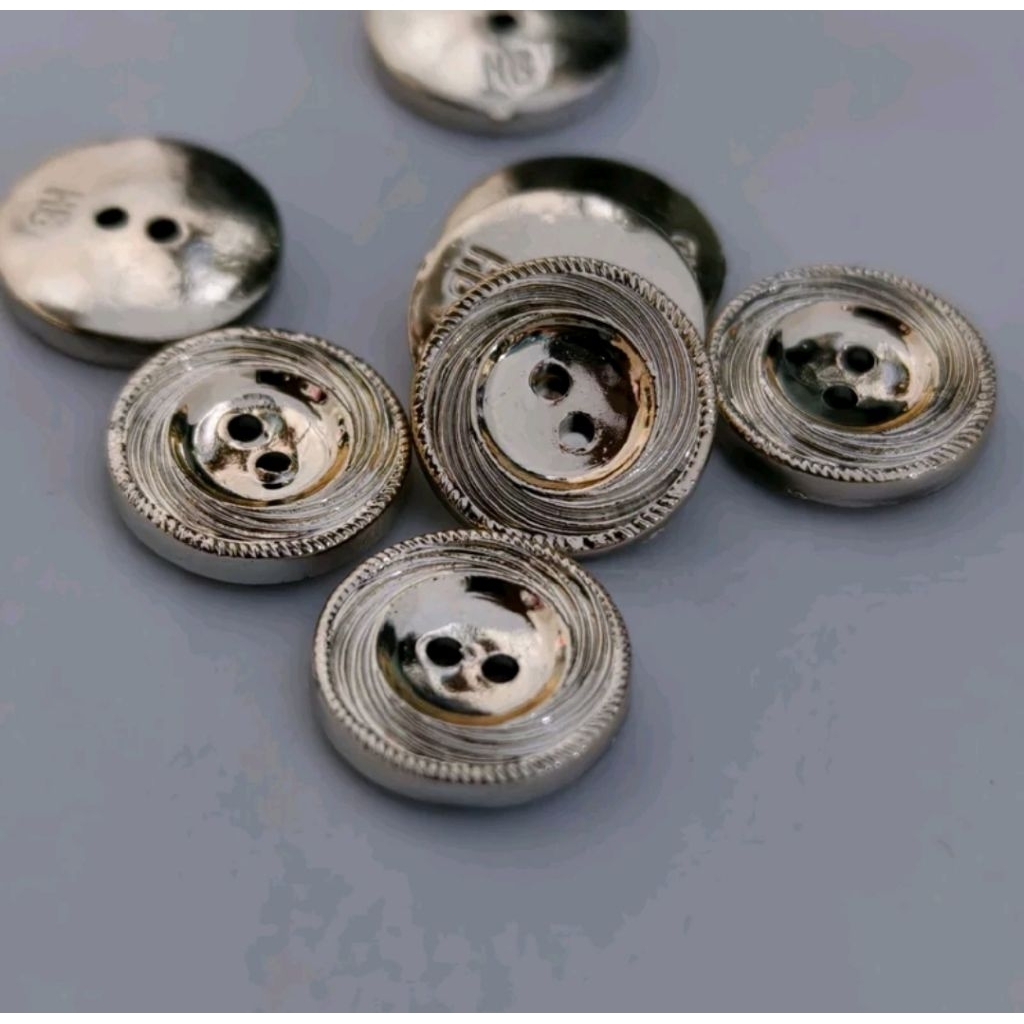 kancing hias baju lubang 2 & 4 - kancing motif warna silver , emas , dan gold
