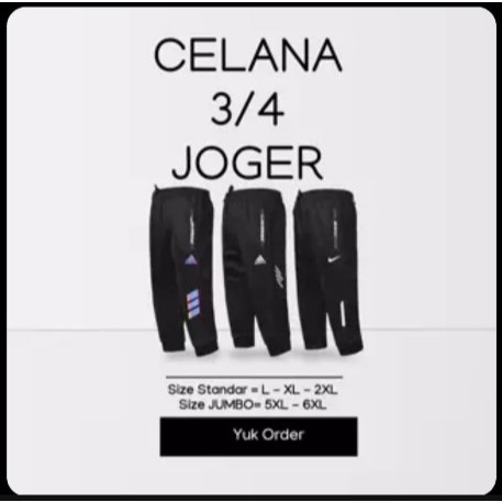 Celana Training 3/4 Olahraga Pria Running Sepeda Jogger Sport Premium Jumbo 5XL 6XL BB Lebih 80 Kg