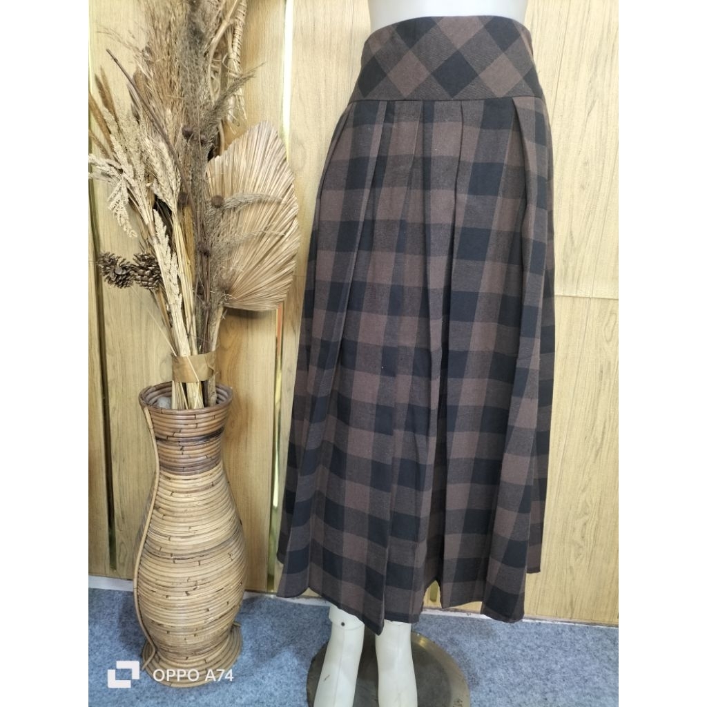 Rok Kotak kotak Panjang Korean Style//Rok Midi  Flanel Kotak 7/9