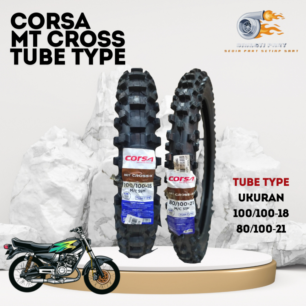 Paket Ban Motor Trail CORSA CROSS X Ring 21 dan Ring 18 Tube Type 80/100-21 100/100-18 Untuk Motor T