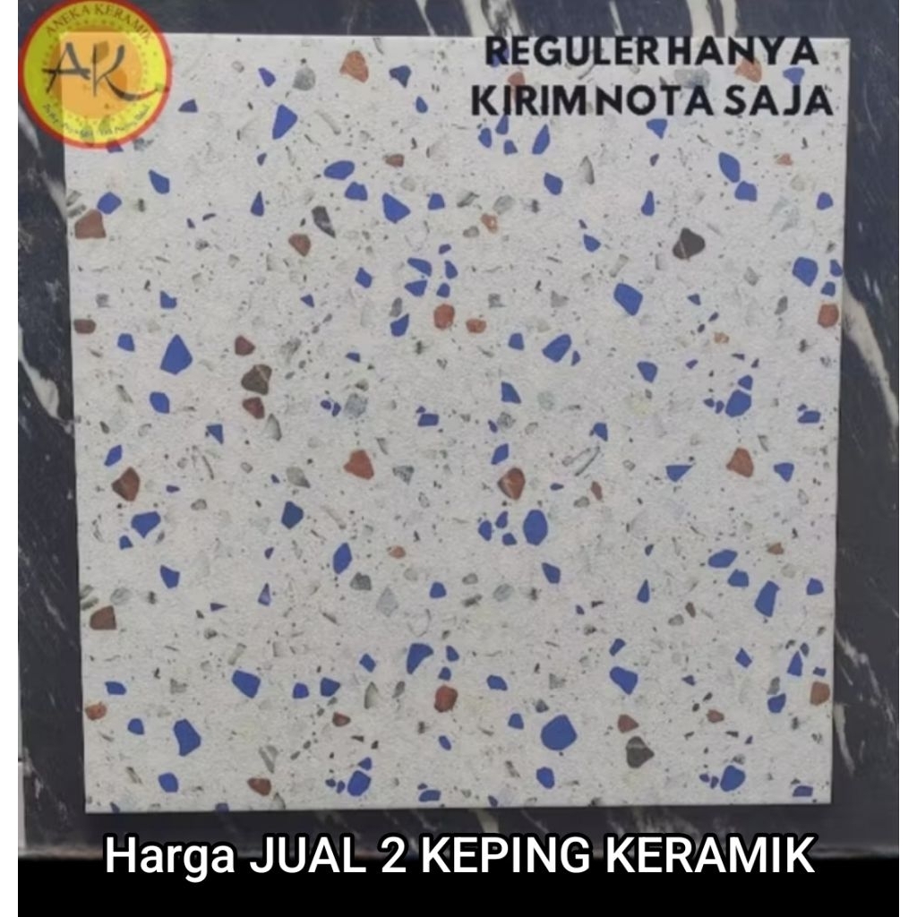 Keramik Lantai Kasar Teras Garasi Kamar Mandi Motif Terrazo 50x50 Celine Blue