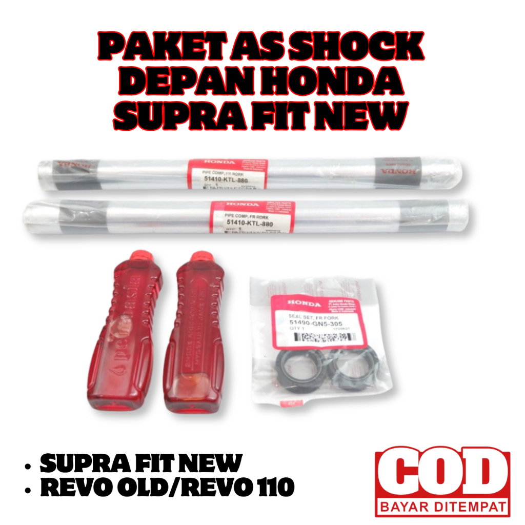 Paket As ShockBreaker Depan KTL Honda Supra Fit,Revo 110 & Supra Fit New - 51410-KTL-880 Original