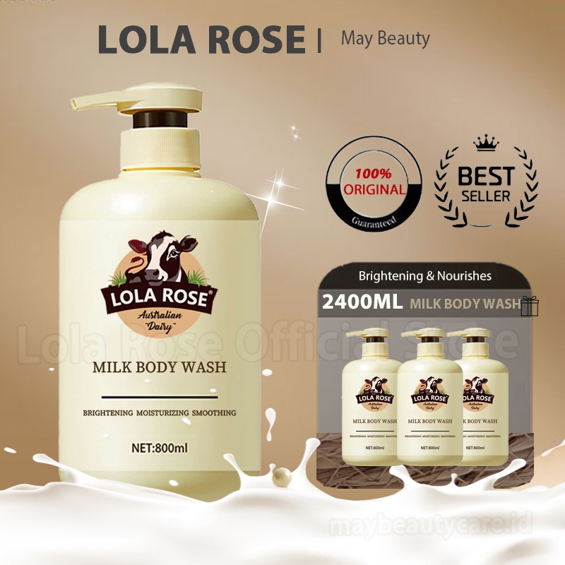 LOLA ROSE Sabun Mandi Pemutih Badan Permanen Bpom Original 800ml Milk Whitening Brightening Body Wash