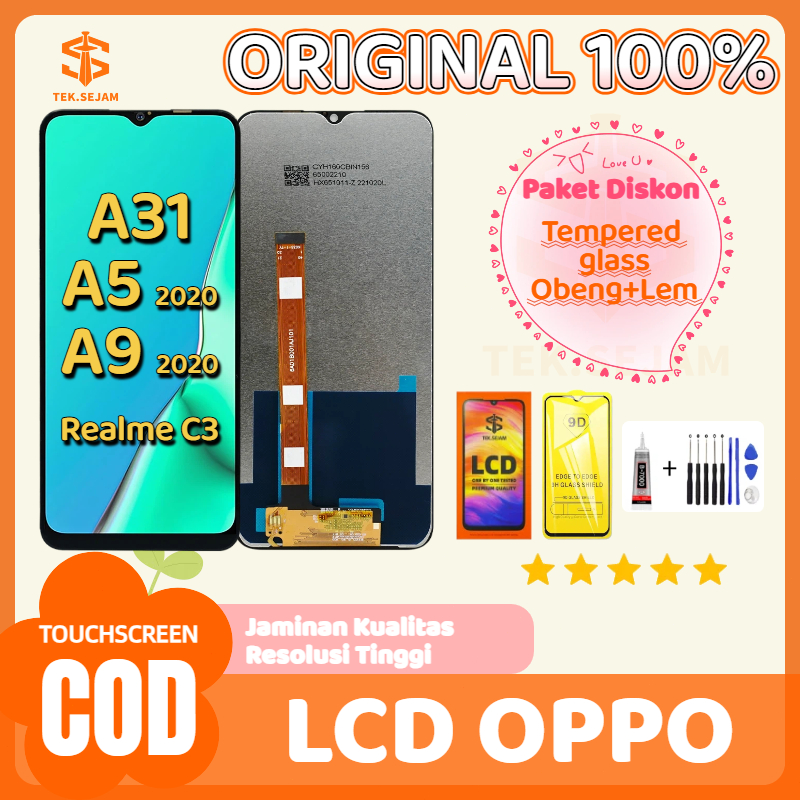 LCD OPPO A31 / A5 2020 /  A9 2020 / Realme C3/5/5I original 100% Fullset HP LAYAR TOUCHSCREEN ASLI