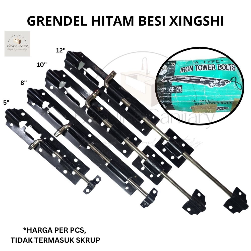 XINGSHI A TYPE Grendel Plat Hitam 5" 8" Grendel Plat 10" 12" Besi Hitam/ Grendel kuno model lama/ gr