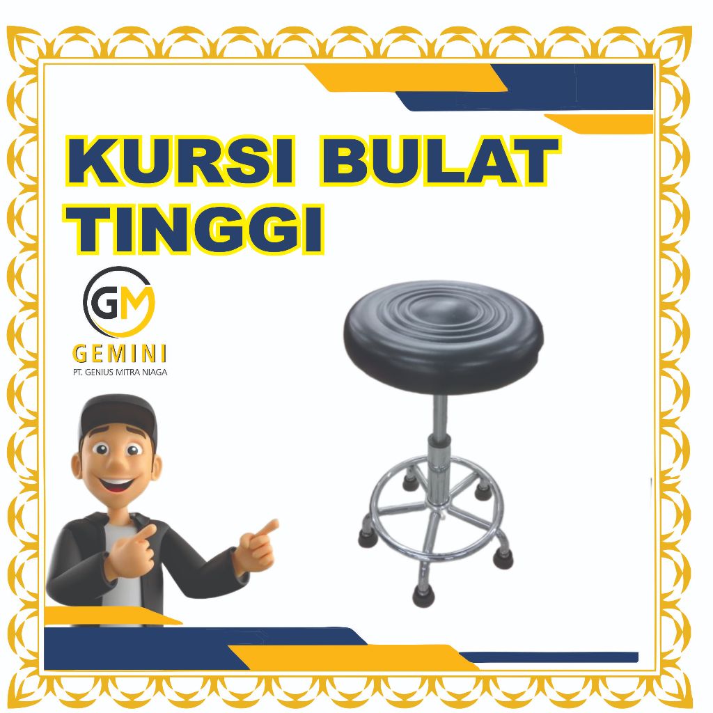 Kursi Bulat Putar Besi Hidrolik / Kursi kaki roda labortorium