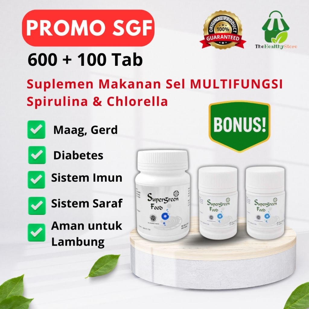 SGF Super Green Food Promo 600+100 Tablet – Multivitamin Spirulina Chlorella 15 Vitamin & 12 Mineral