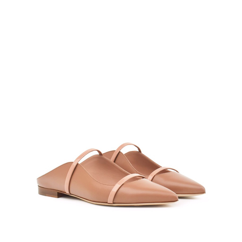 (NEW) Malone Souliers Maureen Blush Leather Flat Mules