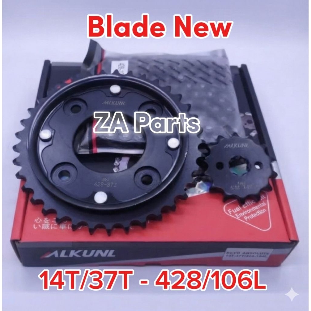 GEAR PAKET SET GIRSET RANTAI CHOHO 14T/37T-428/106 BLADE NEW BLADE OLD REVO FIT REVO F1 SUPRA X125 R