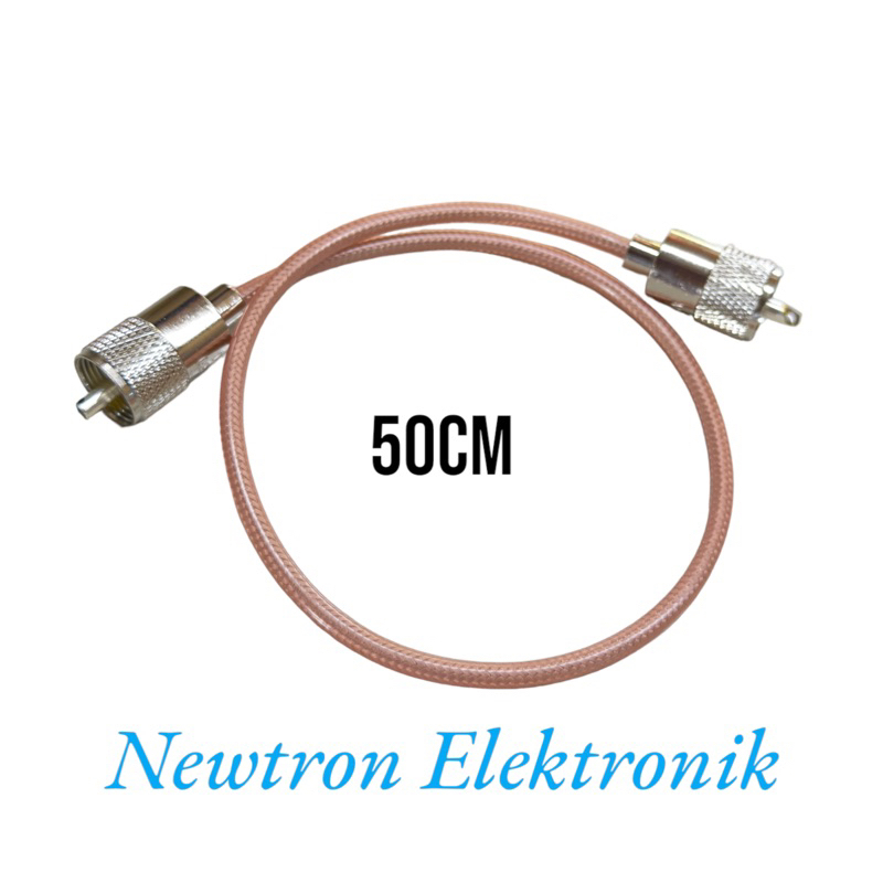Kabel Jumper RG58 Teflon Inner Perak PL Male To PL Male untuk SWR Antena Radio Rig Panjang 50Cm RG 5