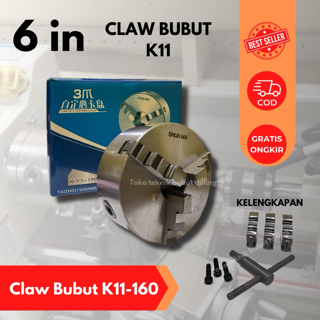 PROMO Chuck Bubut 6 Inch 3 Jaw Chuck Mesin Bubut SHUN MA Baru