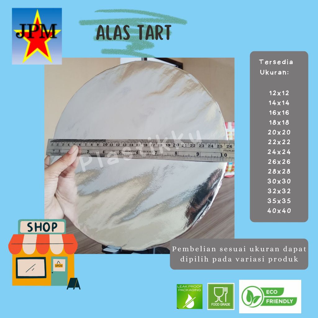 Alas Tart Kue Bulat Lapisan Aluminium Foil / Alas Tart Bulat / Alas Tart Silver / Tatakan Kue / Tata