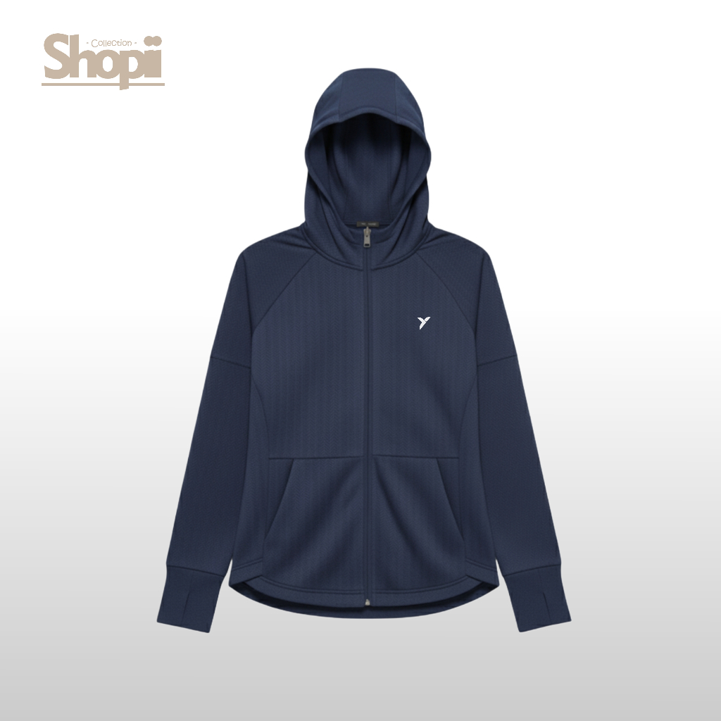 Shopii - Jaket Hoodie Zipper Sporty Wanita Dri-Fit Milano Roundhand Training - NAVY