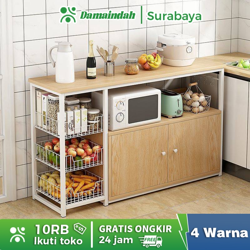 Damaindah Rak Dapur Kayu/Lemari Dapur/Lemari Dapur Minimalis/Rak Microwave / Rak Bumbu