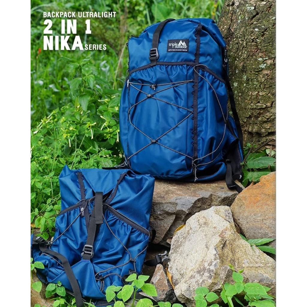 Backpack Ultralight 2in1 Triple Nika series - Backpack multifungsi bisa jadi Runningbag - Tas gunung