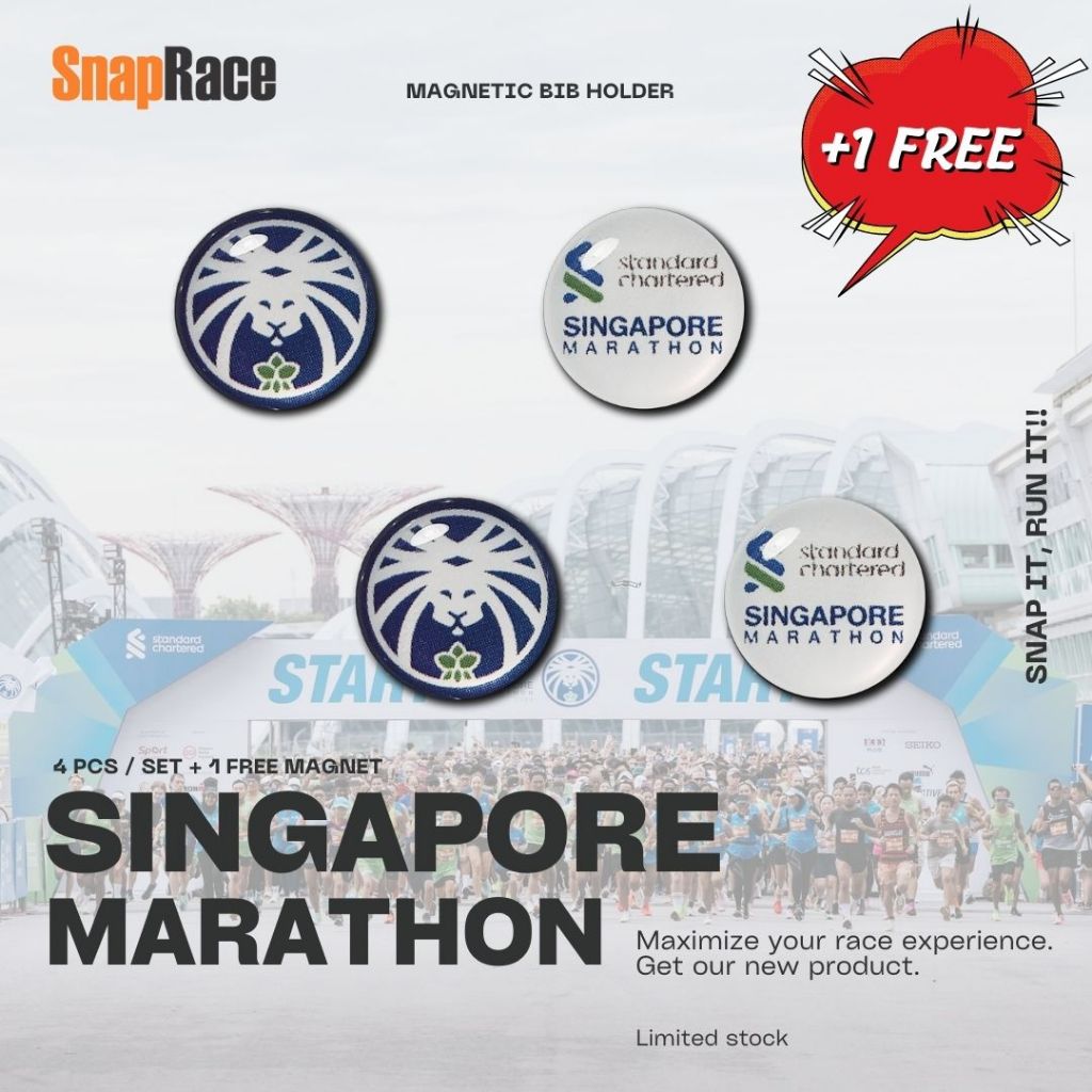 Magnet BIB Singapore Marathon 5pcs SnapRace Running Lari Number Holder Race