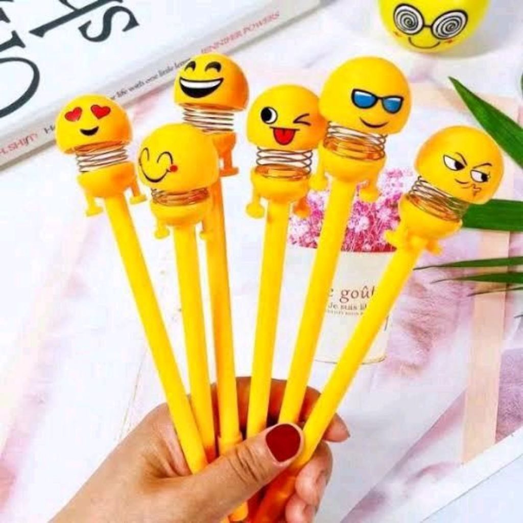 [1 Pcs] Pulpen Emoji Spring Emot Random Pulpen Karakter Emoji Souvenir Emot Pen Hitam