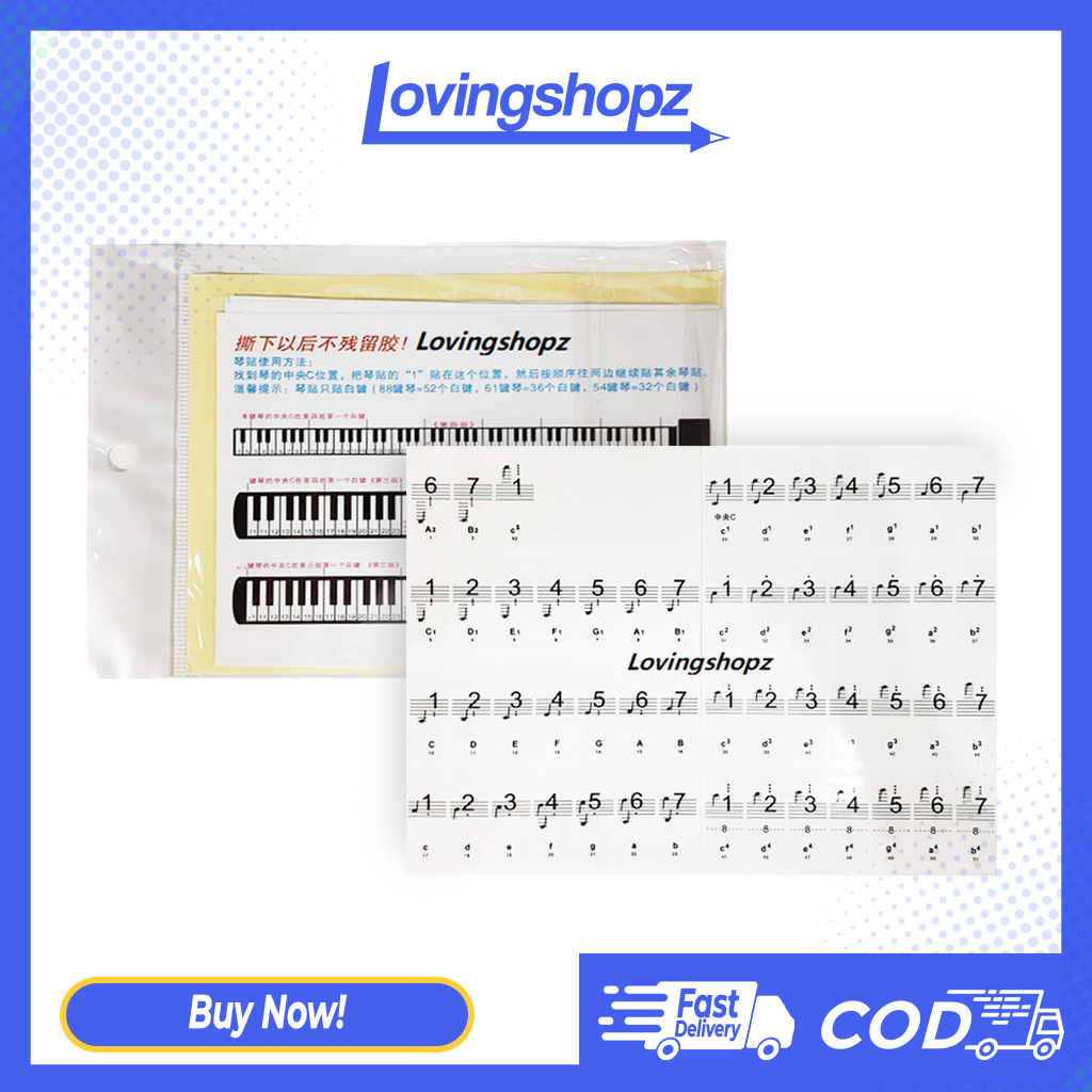 Sticker Piano Keyboard untuk 54 tuts, 61 tuts, 88 tuts