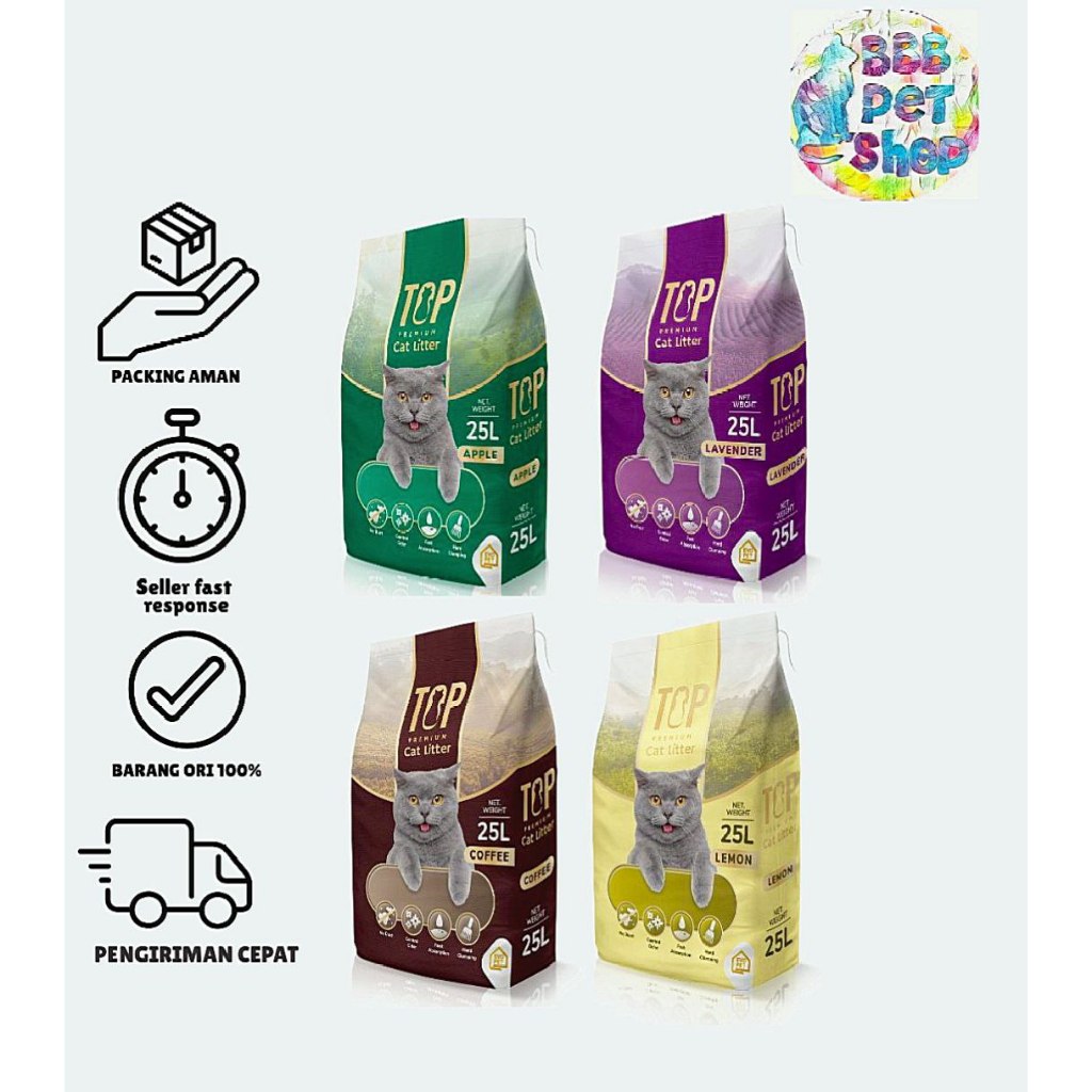 PASIR KUCING TOP CAT LITTER BENTONITE 25 LITTER / PASIR GUMPAL 25 LITTER