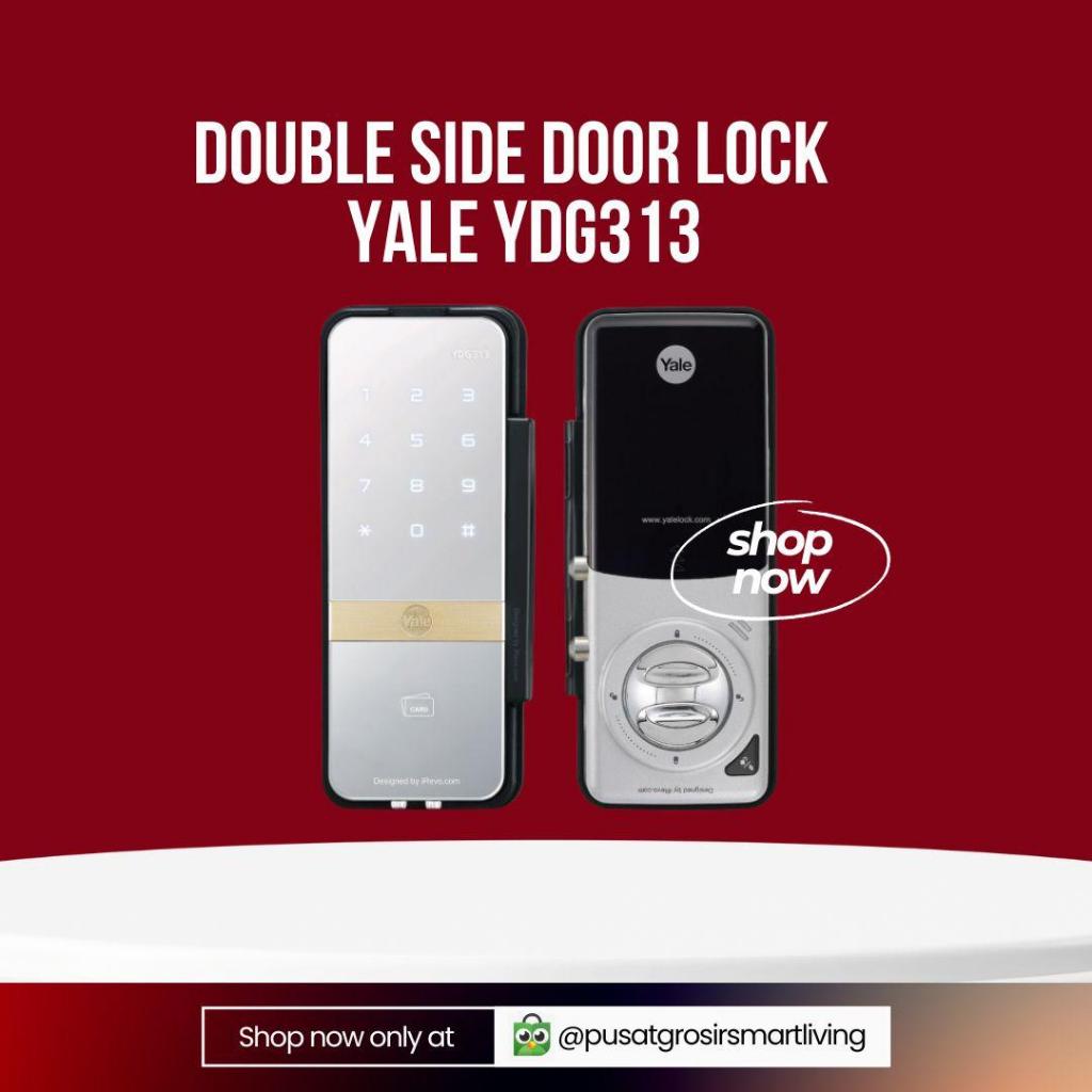 Yale Kunci Pintu Ganda YDG313 Digital Rim Lock untuk Pintu Kaca dengan RF Card dan Touch Keypad Perl