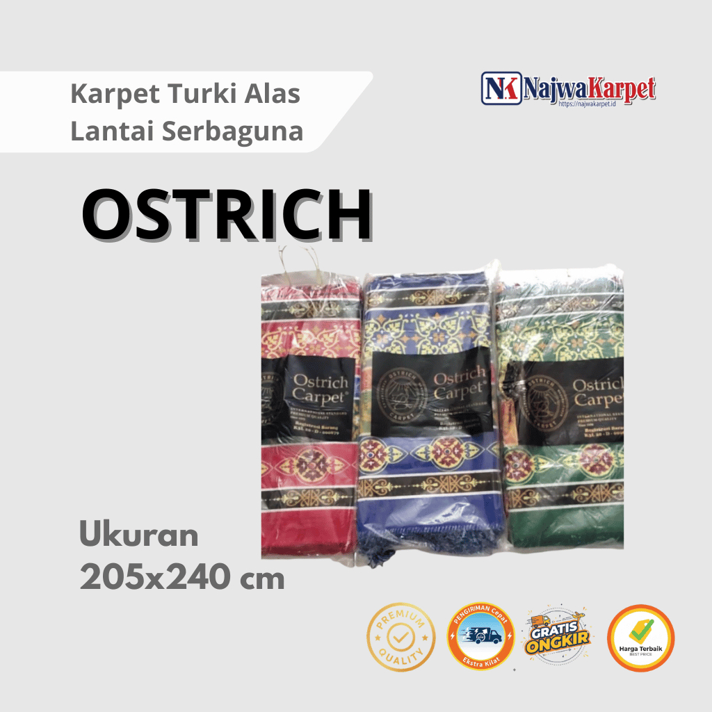 Karpet Ostrich - karpet Turki akas Lantai Serbaguna Multifungsi Premium