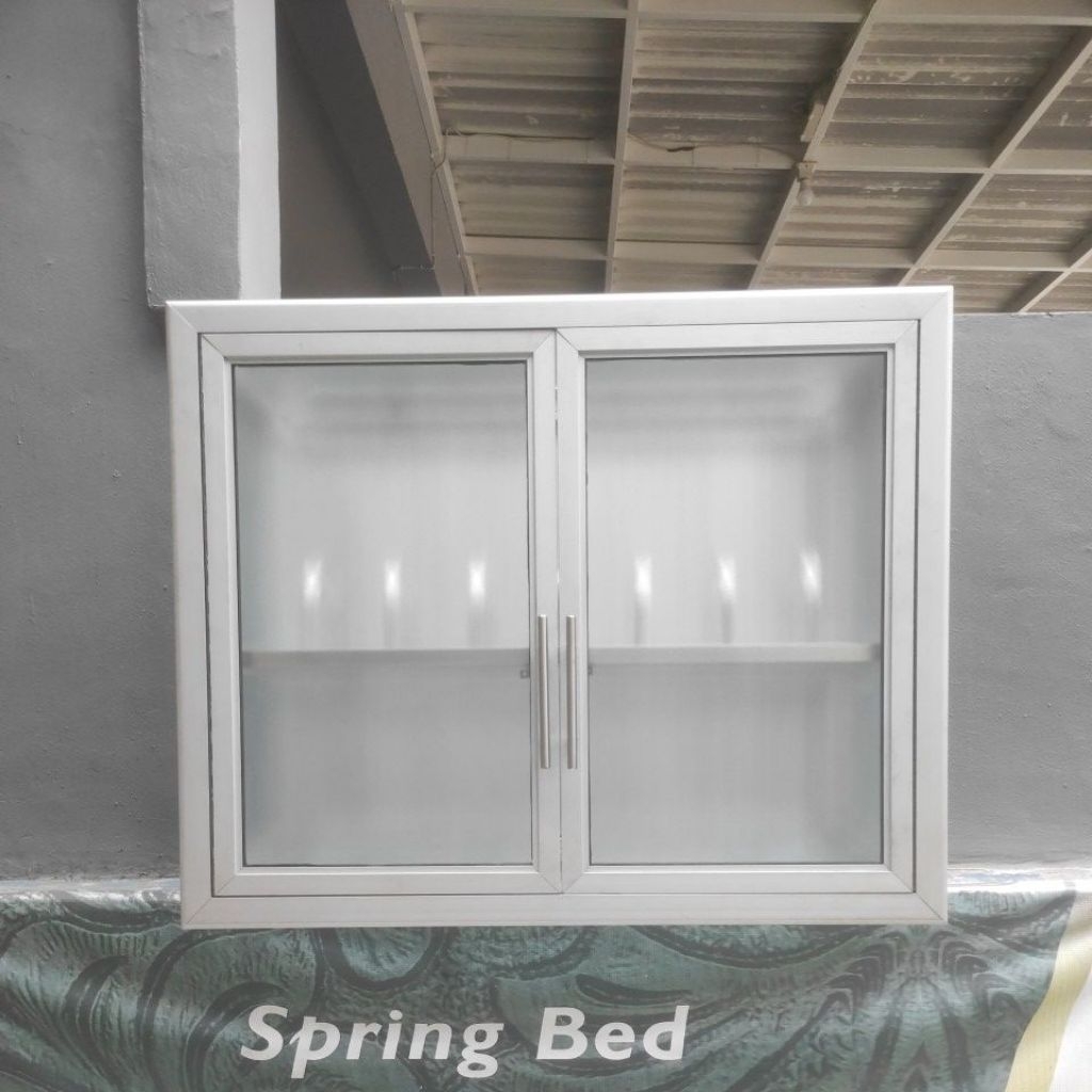 MCW furniture-Lemari dapur gantung Dua pintu aluminium silver 80x35x65cm.LDG-2PASB.