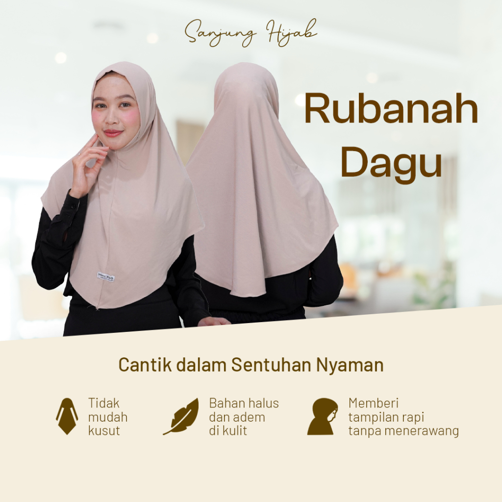 Rubanah Dagu Hijab Segi Empat Jersey Zara Adem Anti Nerawang Rapi Daily Style by Sanjung Hijab