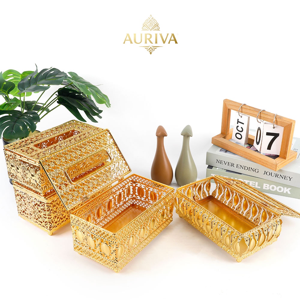 Kotak Tisu Emas Desain Hiasan Unik Ukuran 19.5x11.5cm Kotak Tisu Meja Tamu Dekorasi