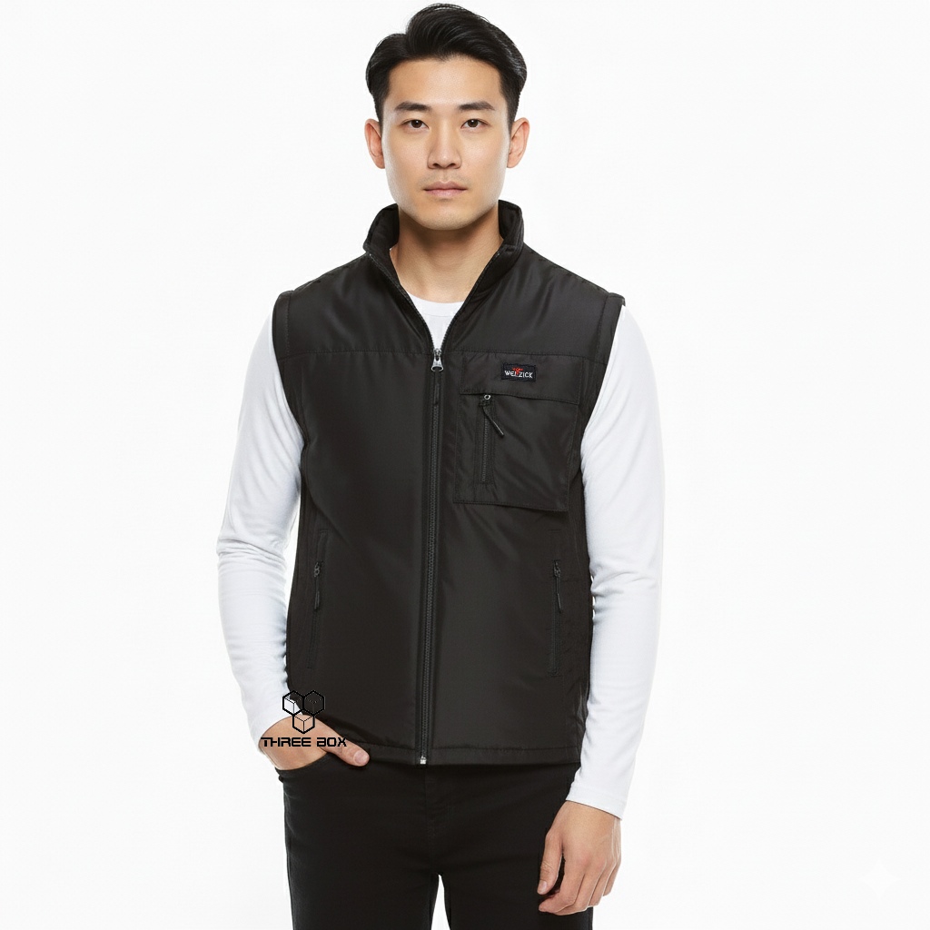 Rompi Vest Pria Wanita Parasut Black Size M L XL Big Size Jumbo 2XL 3XL 4XL 5XL