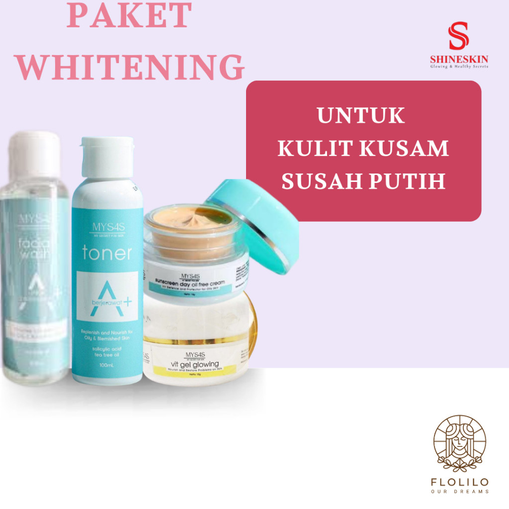 Paket whitening Pemutih Pencerah Wajah  kulit oily skincare mysas FREE MASKER BIBIR