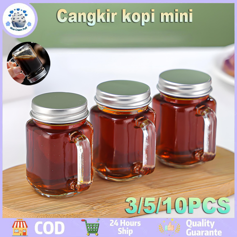 10 cangkir espresso mini berukuran 40 ml, cangkir espresso portabel, dan kaleng espresso mini