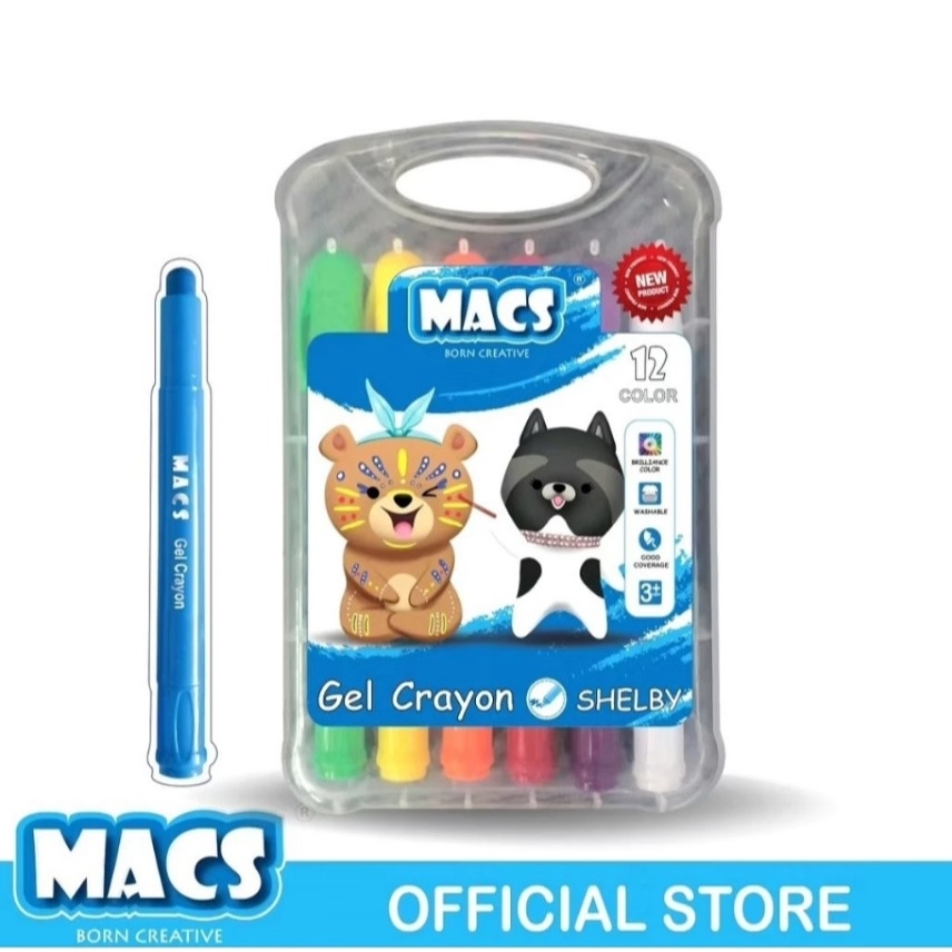GEL CRAYON MACS 12 WARNA/CRAYON GEL MURAH