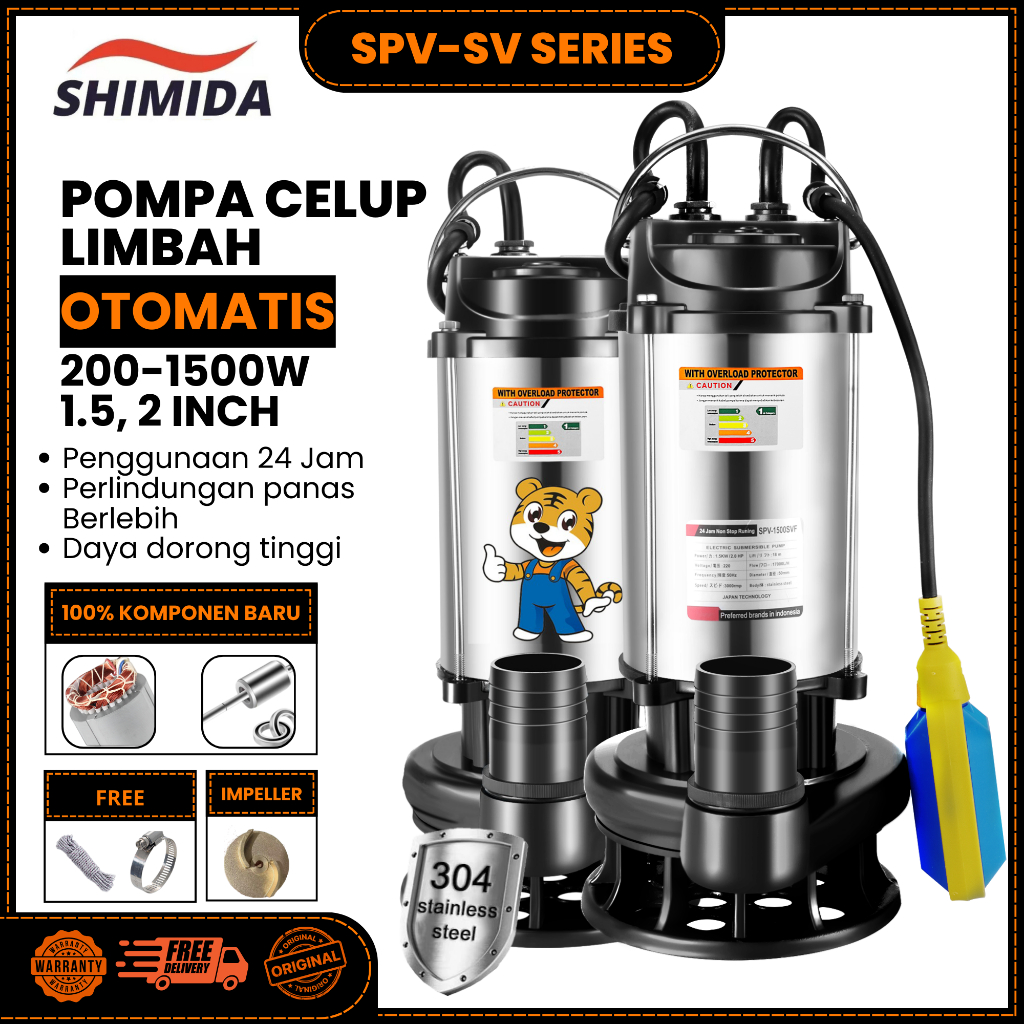 SHIMIDA Pompa Celup Air Bersih & Kotor SPV-SV/F Manual Otomatis Submersible Kolam Taman Irigasi
