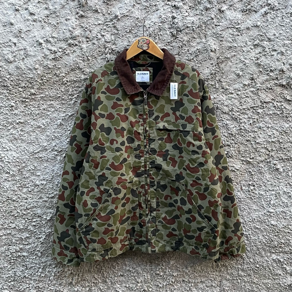 Jacket Canvas Camo Cozy Lined Old Navy New Unisex Pria Wanita (Size XXL)