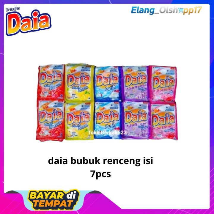 Sabun Cuci Daia Bubuk Rencengan Isi 7 Sachet Sabun Cuci Pakaian