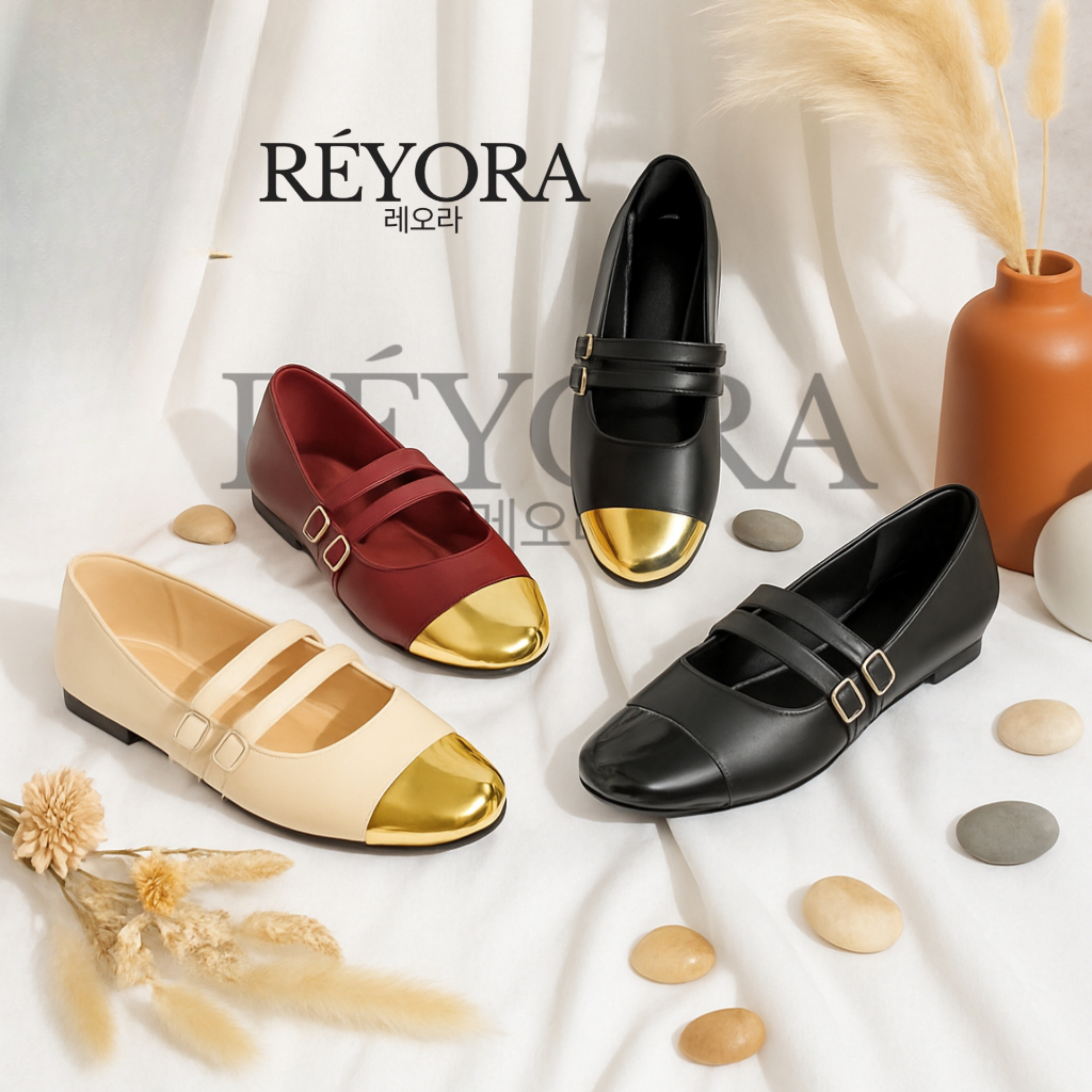 Reyora Sepatu Flat Shoes Wanita Korea Kekiniaan Mary Jane Celine