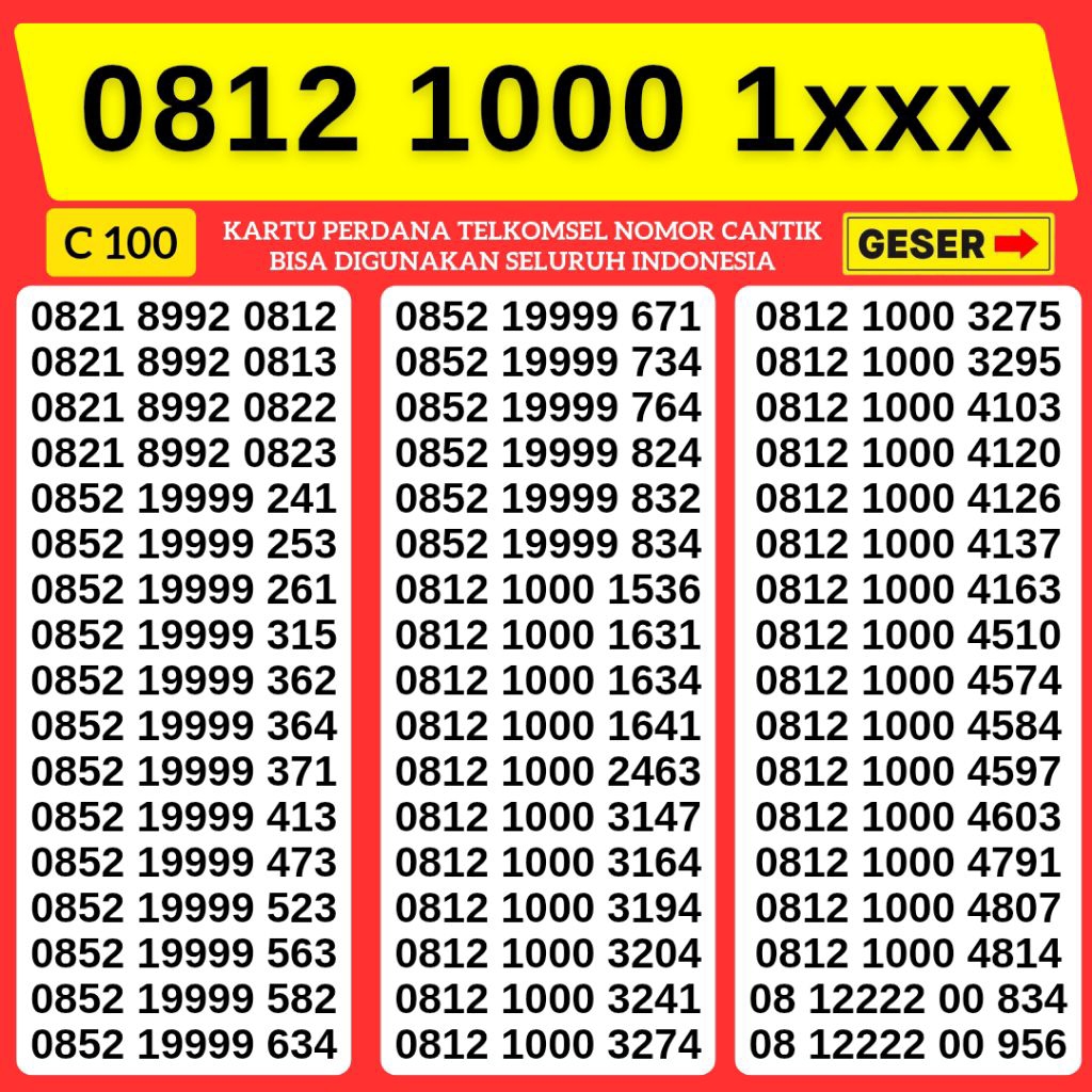 Nomor Cantik Telkomsel 8888 kartu perdana nomor cantik support 4g 5g Nomor 0812 1000