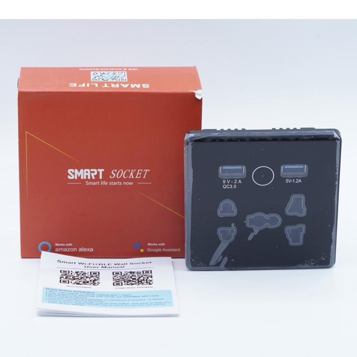 Black Stop Kontak Colokan StopKontak Pintar Otomatis 13A Universal