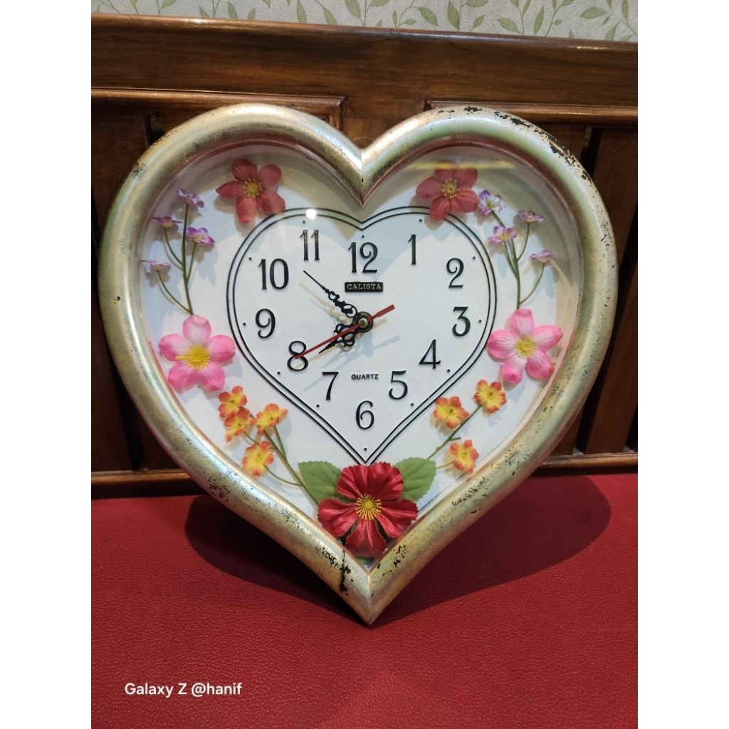 jam dinding Calista model love bunga 3d lawas jadul