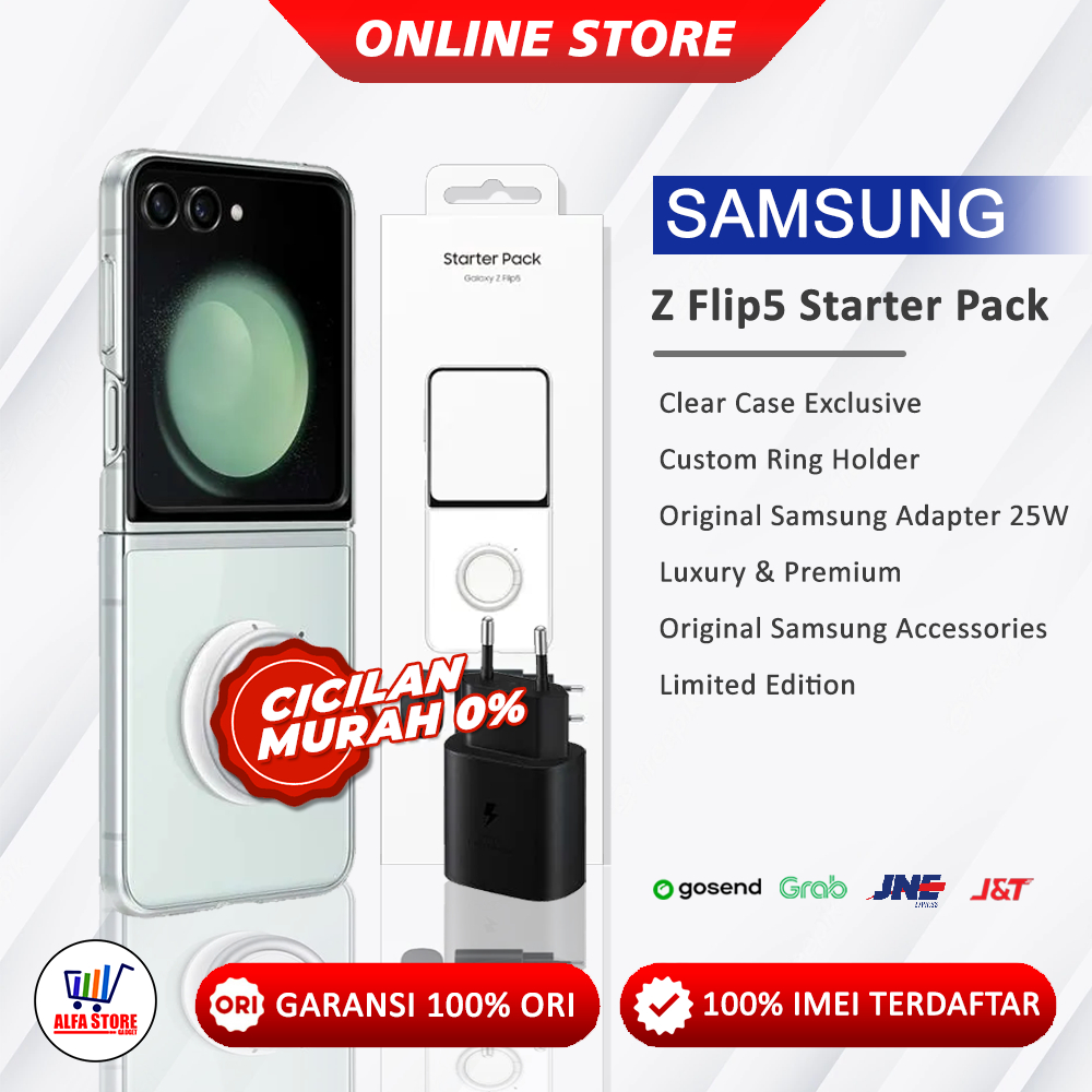 starter pack samsung galaxy z flip5 z flip 5 case original adaptor  original samsung garansi resmi
