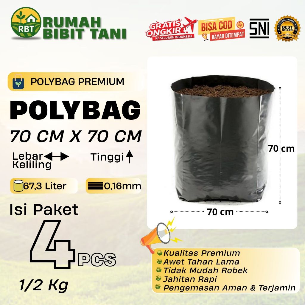Polybag 70x70 Isi 4 Pcs Karung Tanam Super Jumbo Cocok untuk Pohon Besar