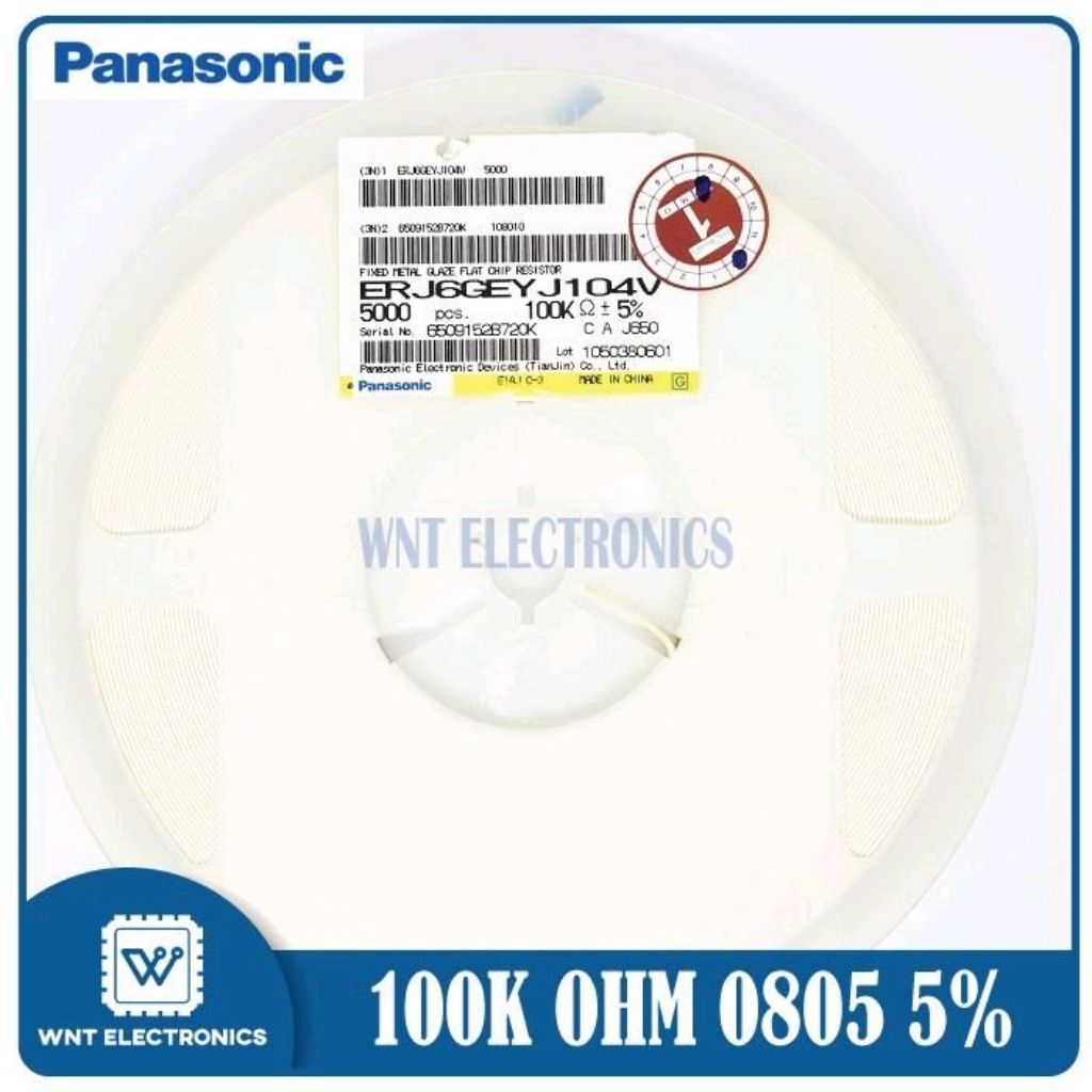 10pcs Resistor 100k 0805 SMD 5% 100k Ohm 2012 Panasonic
