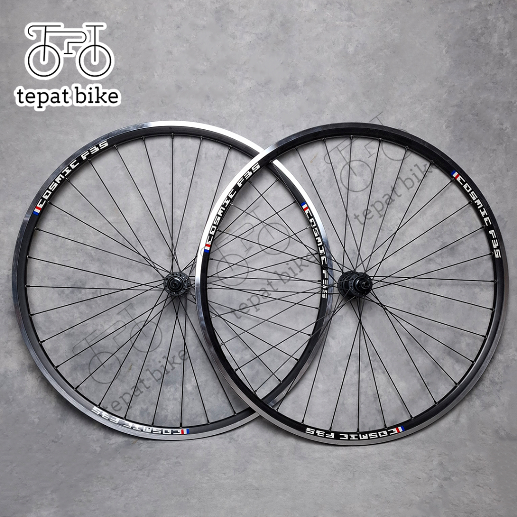 Wheelset 700c Cosmic F35 CNC + Strummer HR20 Ratchet 36T/60T Rims Brake with Pillar Spokes for Roadb
