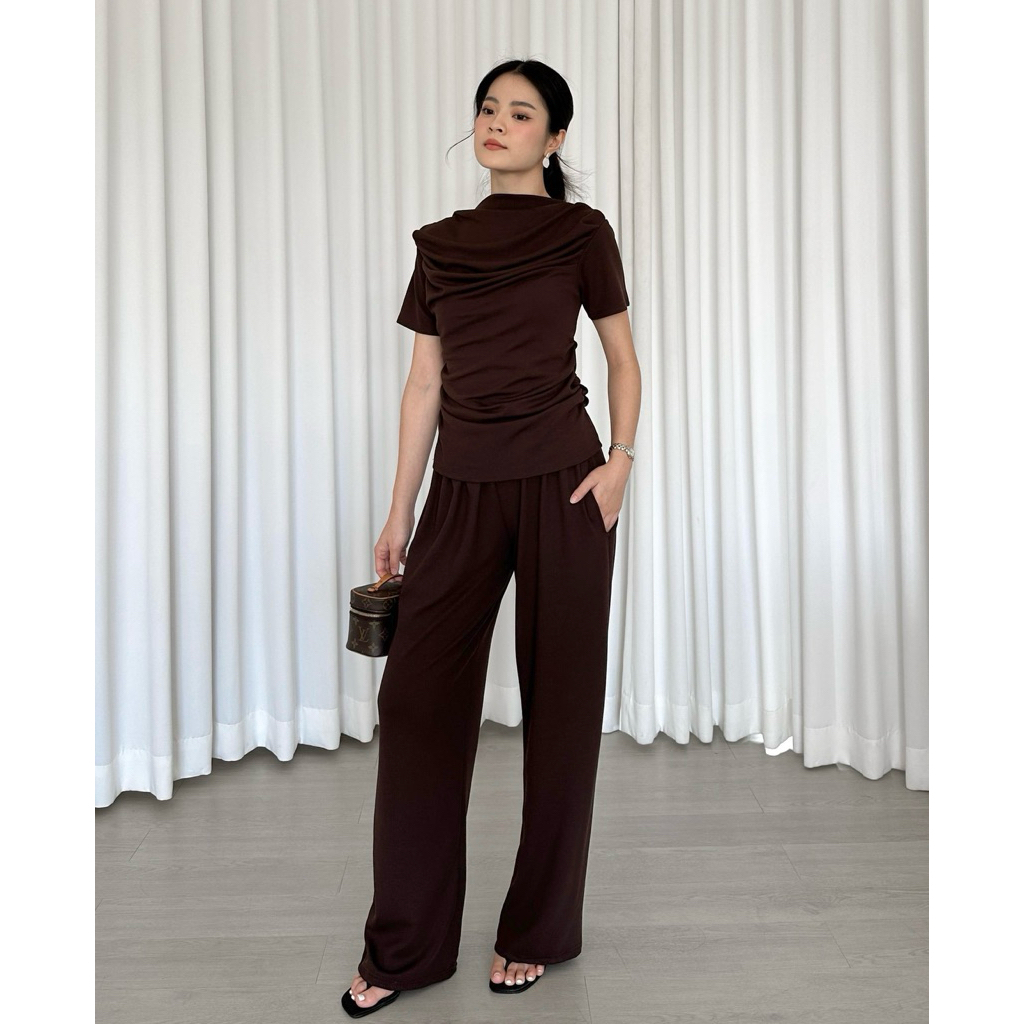 ROSE KNIT SET / Set Wanita Korean Knit Lengan Pendek Celana Panjang