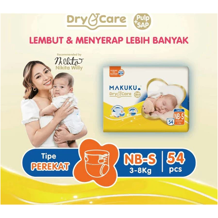 Makuku DryCare Newborn Diapers Tape NB-S54 - Makuku Newborn Tipe Perekat