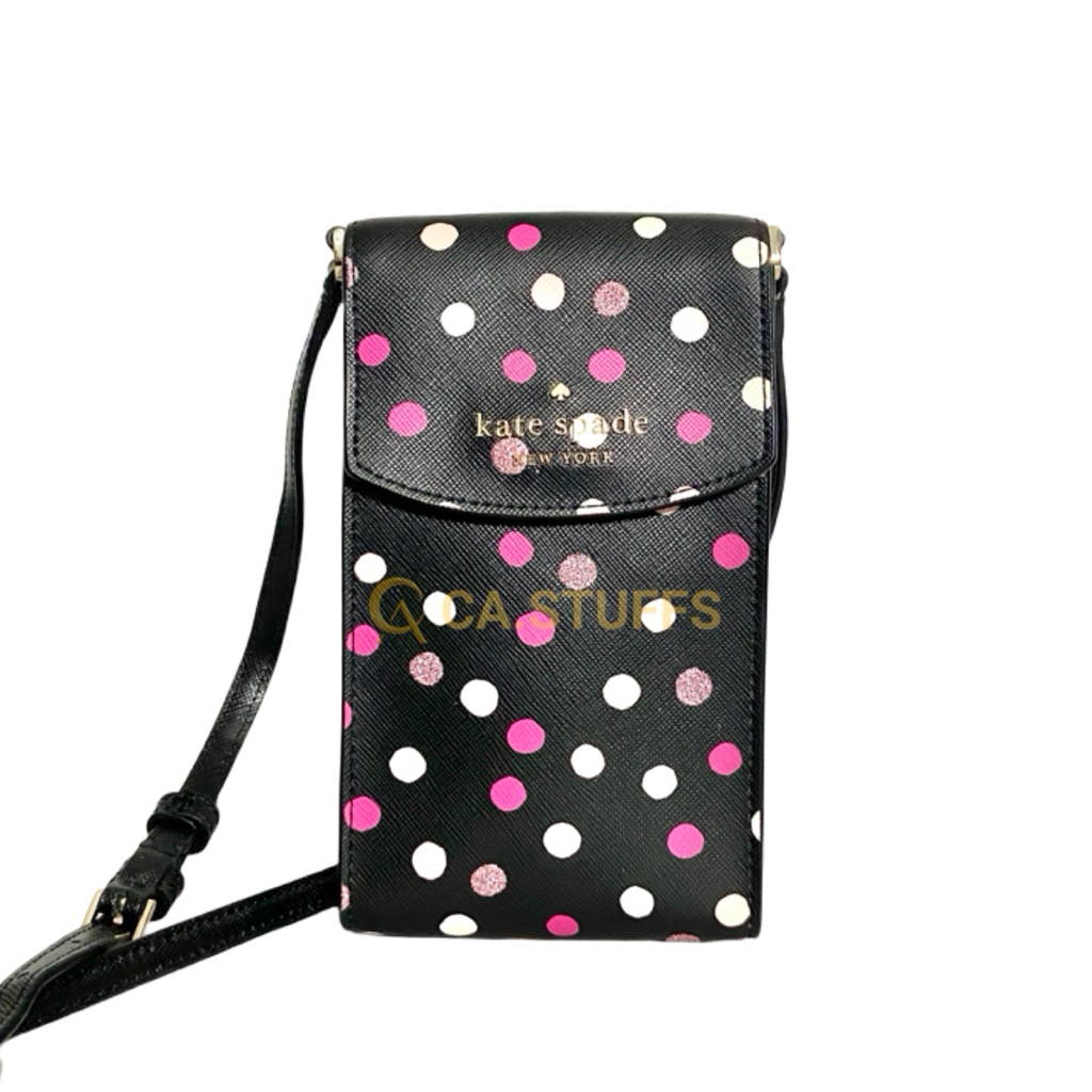 Preloved Kate Spade KS Dot North South Flap Phone Crossbody/Black Multi